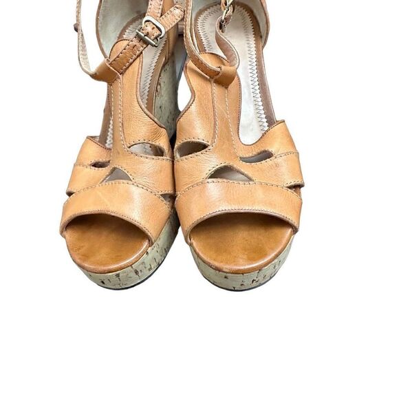 CHLOE Tan Cork Wedge Sandals - Picture 7 of 11